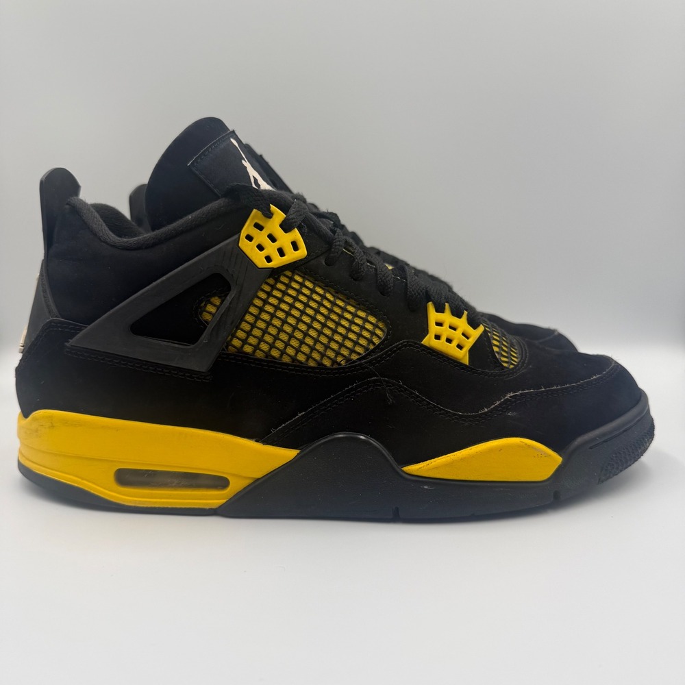 Jordan 4 Retro "Thunder" Men's Size 11.5 Black Yellow Shoes Sneakers DH6927-017